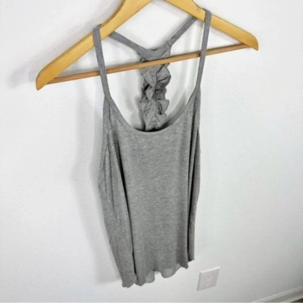 NEW Chaser Ruffle Racerback Grey Tank Size M - Picture 4 of 7